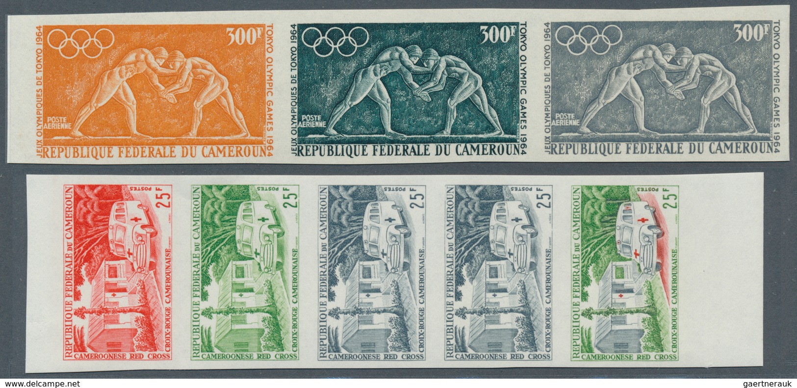 Kamerun: 1960/1965 (ca.), Bestand Von Ca. 470 UNGEZÄHNTEN PROBEDRUCKEN In Teils Unterschiedl. Farben - Cameroon (1960-...)