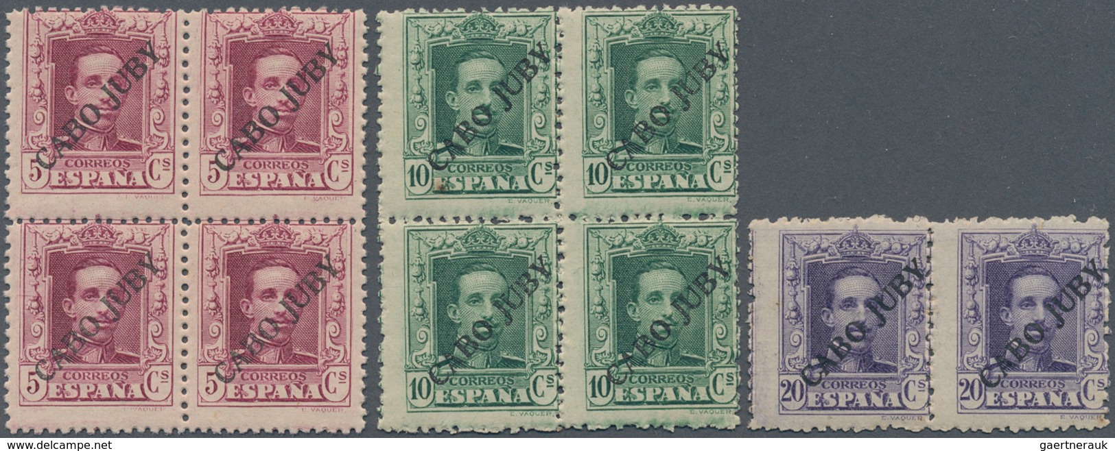 Kap Jubi: 1925, King Alfonso XIII. With Diagonal Black Opt. ‚CABO JUBY‘ In A Lot With 5c. Dark Lilac - Cabo Juby