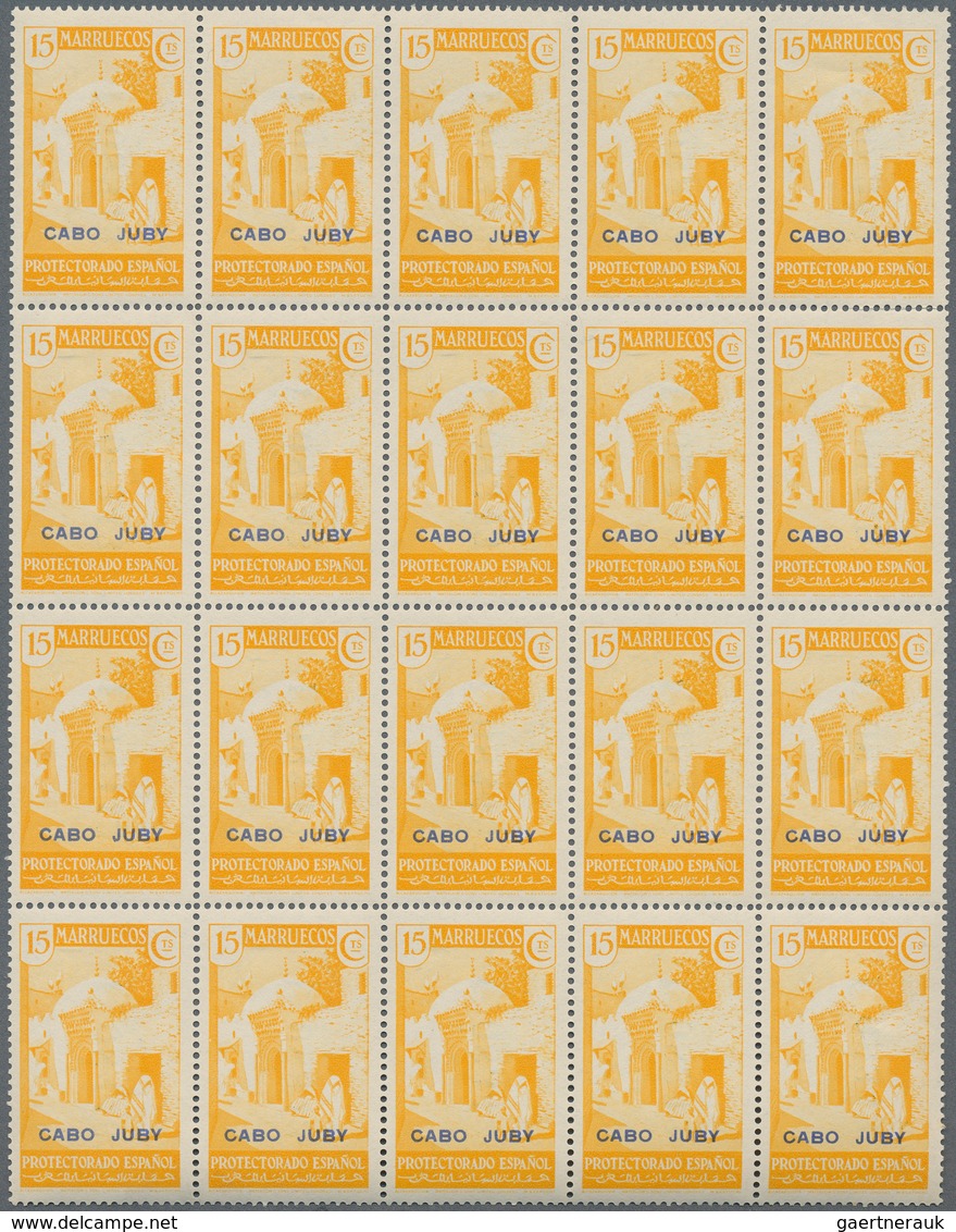Kap Jubi: 1935, Sights And Landscapes Definitive 15c. Yellow ‚Alcazarquivir‘ With Blue Opt. ‚CABO JU - Cape Juby