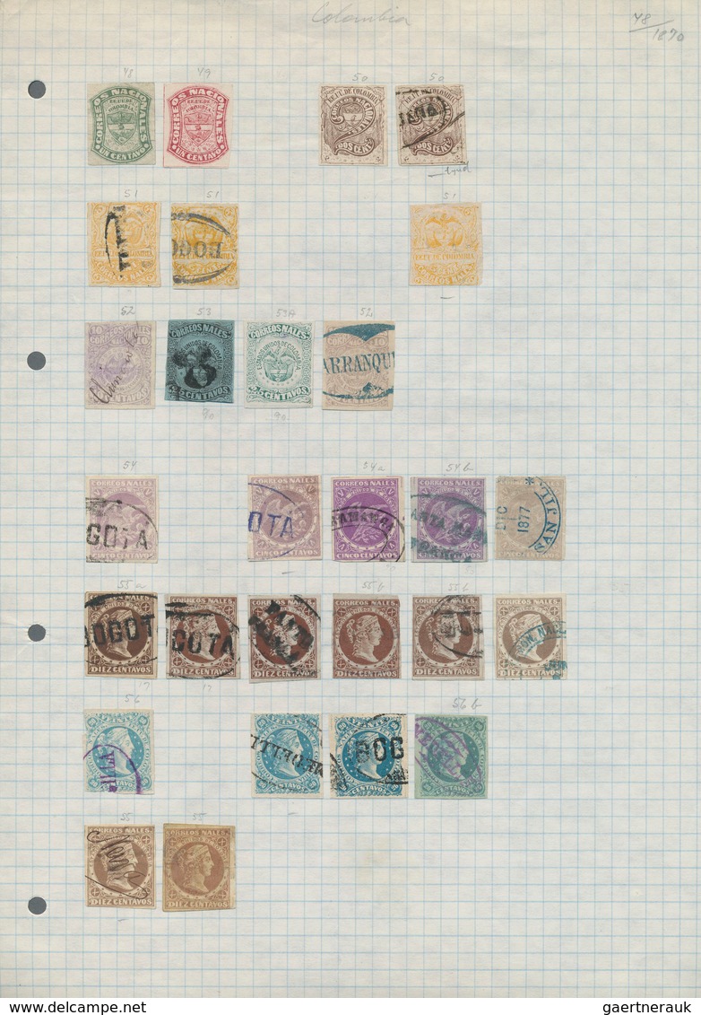 Kolumbien: 1859/1970 (ca.), Used And Mint Collection/accumulation On Leaves/stockpages, Main Value I - Kolumbien