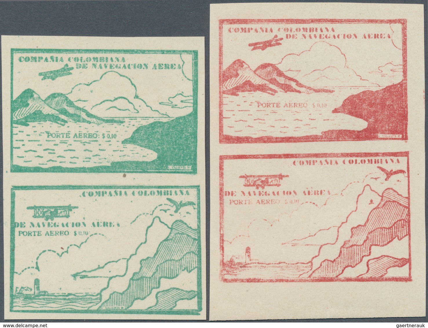 Kolumbien - Ausgaben Der Compania Colombiana De Navegacion Aérea: 1920, Monocoloured Issue In New Ty - Kolumbien