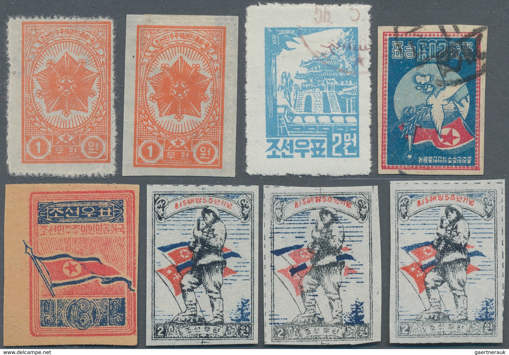 Korea-Nord: 1950/54, 50 Ch. Green Order Of Merit Stationer Cards Used (4), Two W. Readable 50.9.- Da - Korea (Nord-)