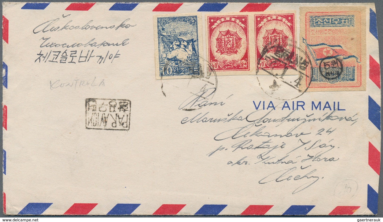 Korea-Nord: 1952/57, Covers (8) And Used Ppc (1) Mostly To East Germany But Also Czechoslovakia And - Korea (Nord-)