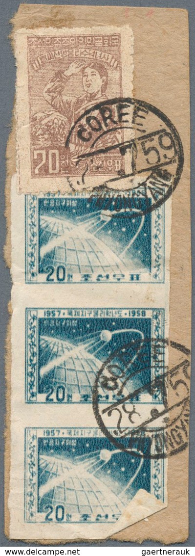 Korea-Nord: 1952/63 (ca.), cut-outs from commercial mail to Sweden inc. front or part-front covers (