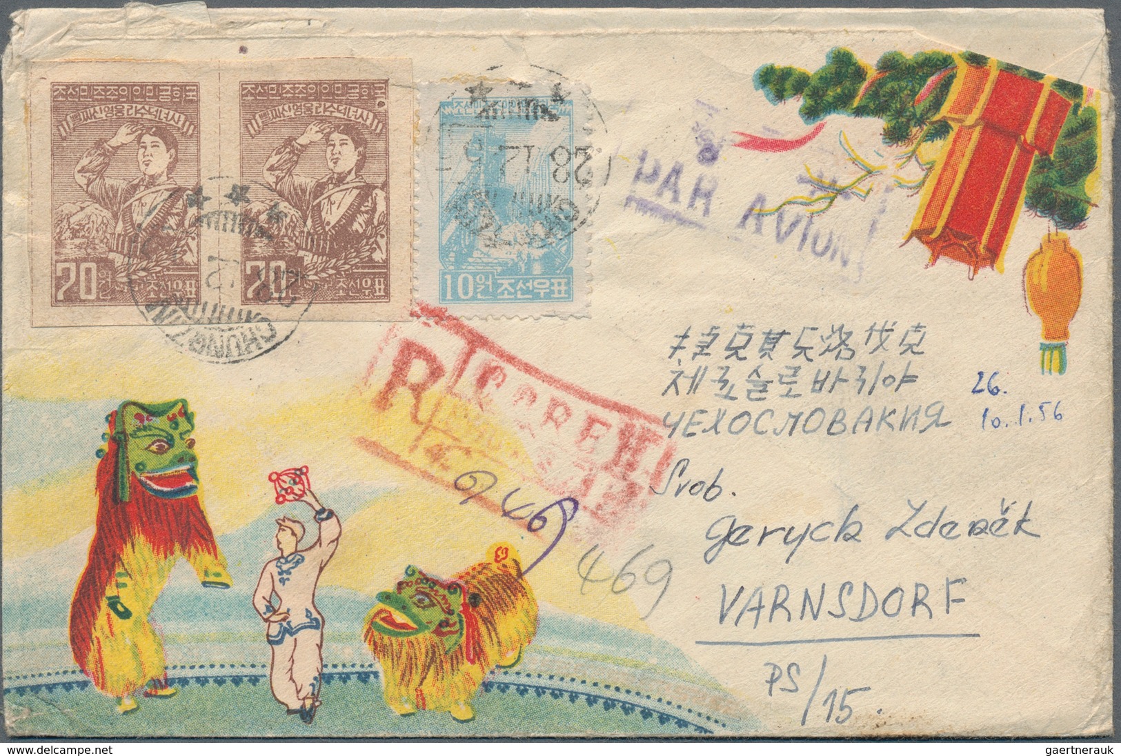 Korea-Nord: 1955/81, Covers (13), Used Ppc (1), Used Stationery (4) Mostly From A Correspondence To - Korea (Nord-)