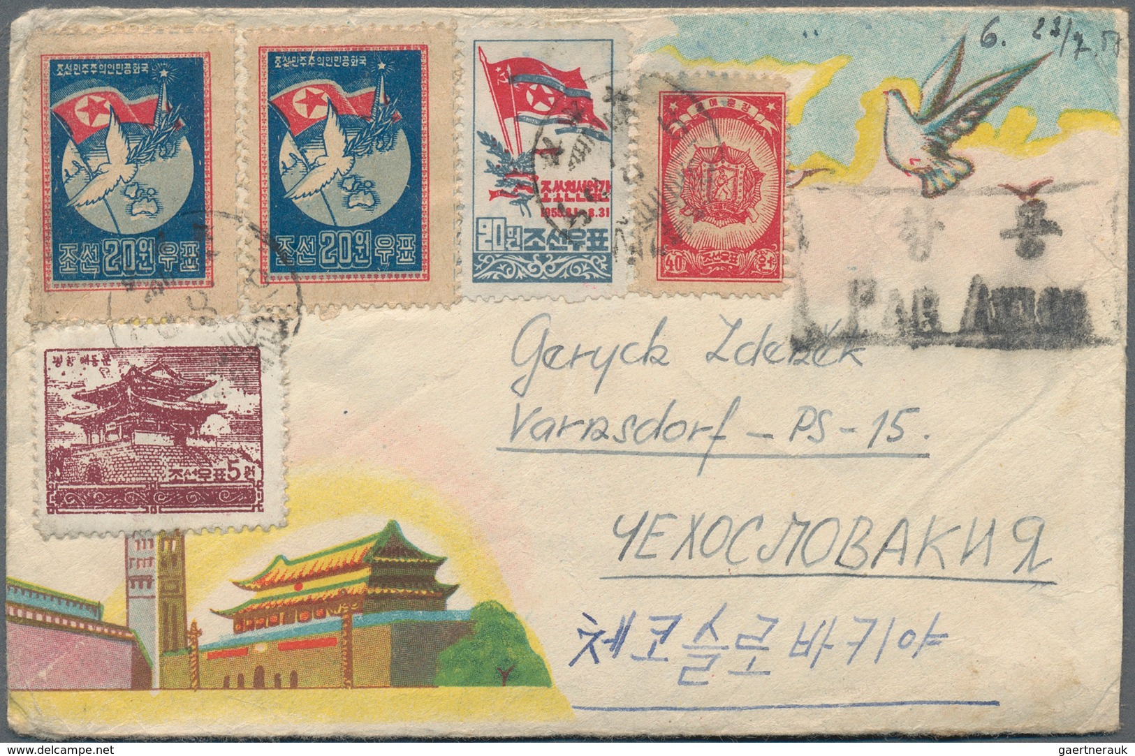 Korea-Nord: 1955/81, Covers (13), Used Ppc (1), Used Stationery (4) Mostly From A Correspondence To - Korea (Nord-)