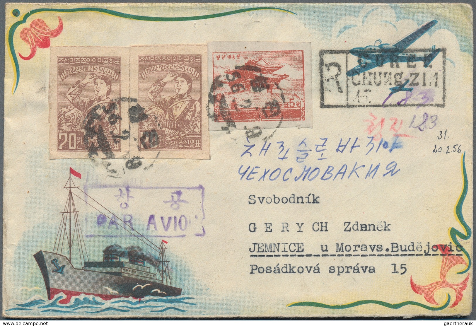 Korea-Nord: 1955/81, Covers (13), Used Ppc (1), Used Stationery (4) Mostly From A Correspondence To - Korea (Nord-)