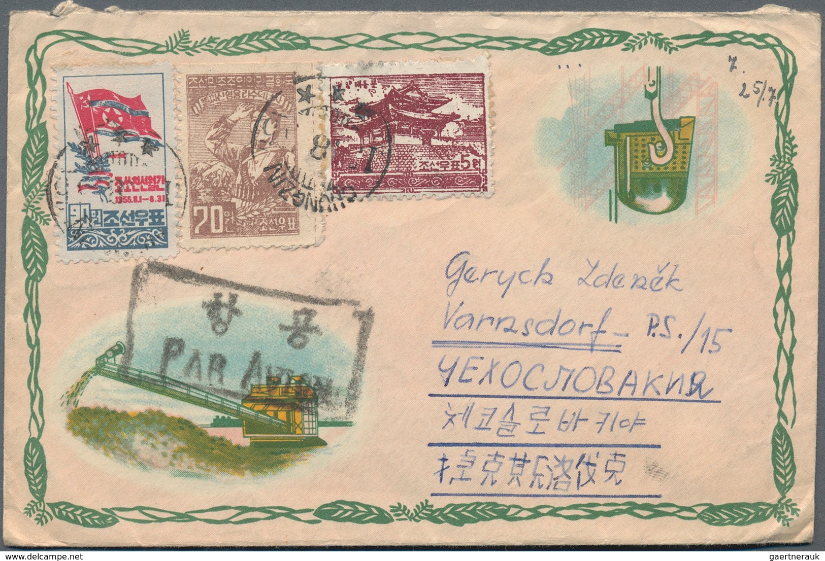 Korea-Nord: 1955/81, covers (13), used ppc (1), used stationery (4) mostly from a correspondence to