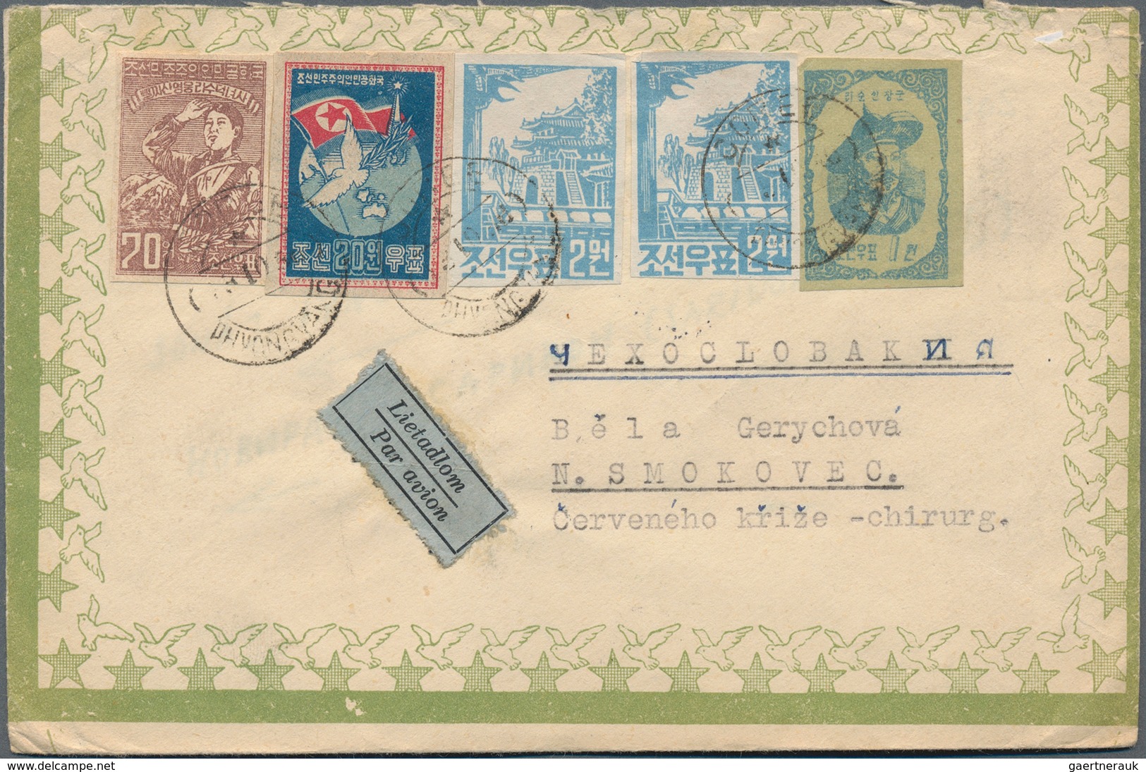 Korea-Nord: 1955/81, covers (13), used ppc (1), used stationery (4) mostly from a correspondence to