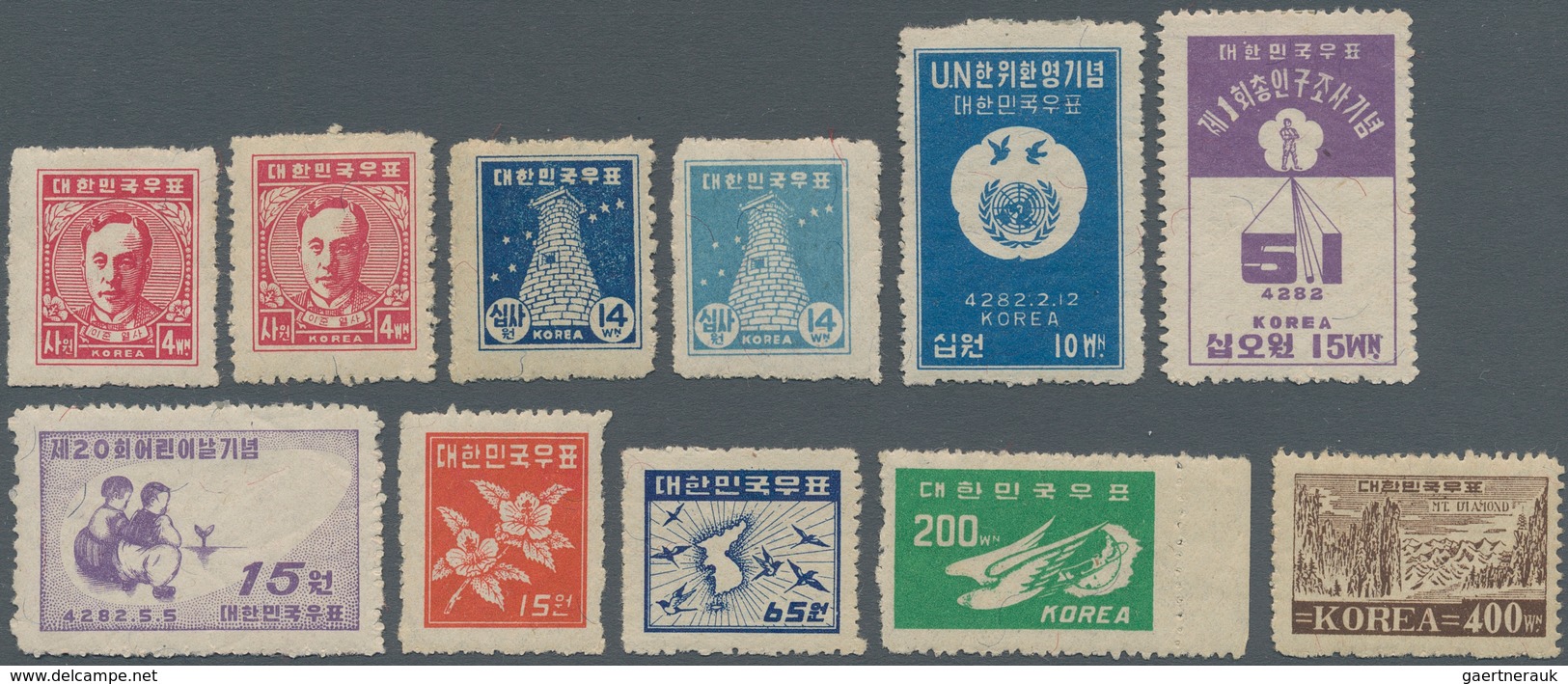 Korea-Süd: 1947/1949, Mint Assortment Of 24 Stamps With Several Better Items Like 1948 Olympic Games - Korea (Zuid)