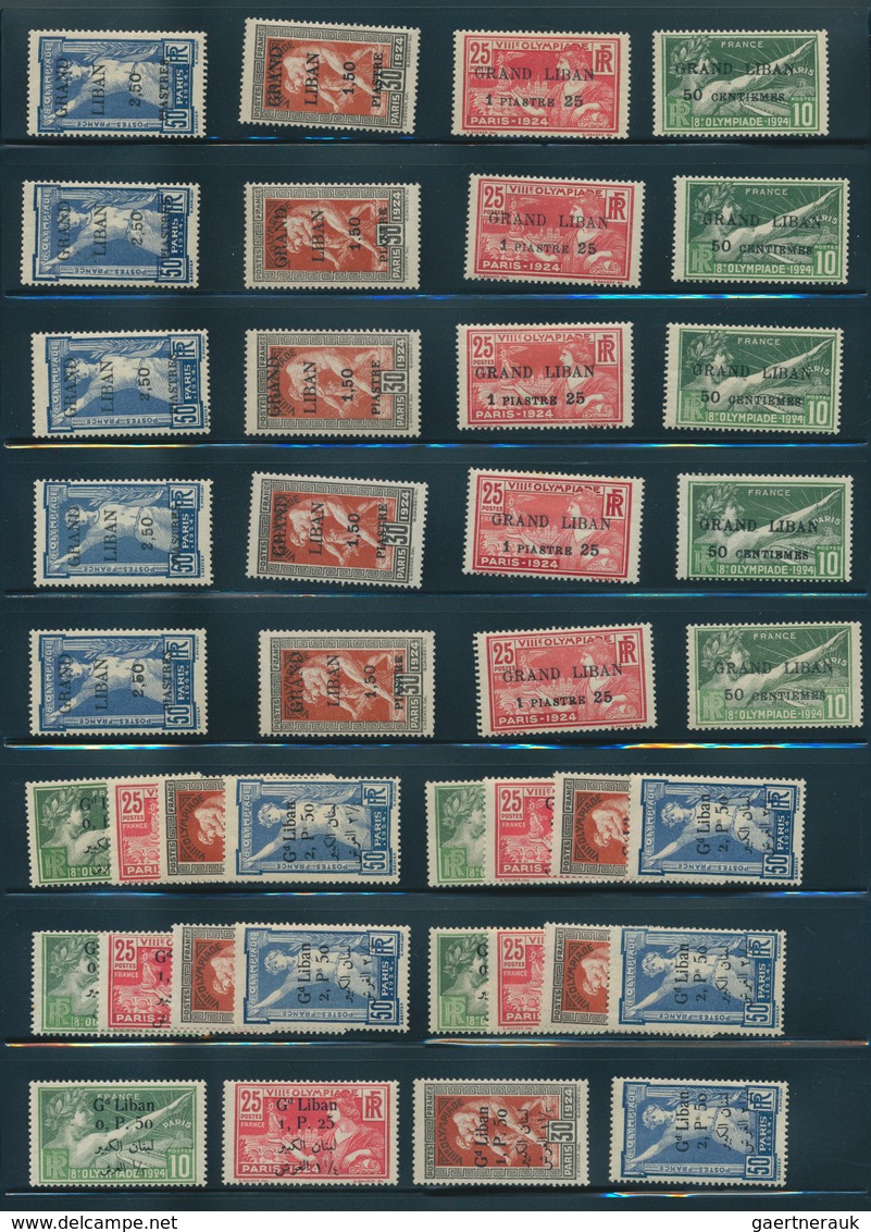 Libanon: 1924, Olympic Games, Lot Of 18 Mint Sets: Five Sets French Overprint (Maury 18/21) And 13 S - Libanon