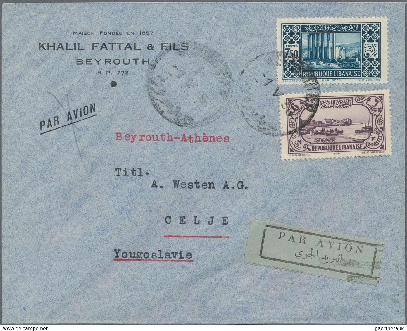 Libanon: 1937/1967 (ca.), Lot Of Apprx. 100 Commercial Covers Mainly To Yugoslavia Resp. Germany, In - Libanon