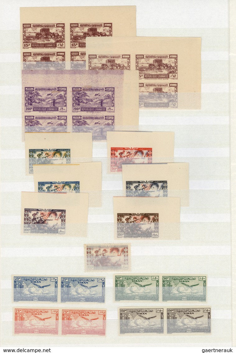 Libanon: 1943/1962, SPECIALITIES, Mint Collection Of Apprx. 120 Stamps, Mainly Imperforate Values, P - Libanon