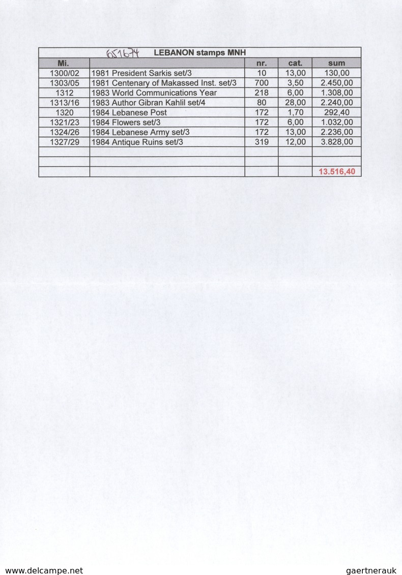 Libanon: 1981/1984, accumulation with only complete sets some in very large quantities mostly in lar