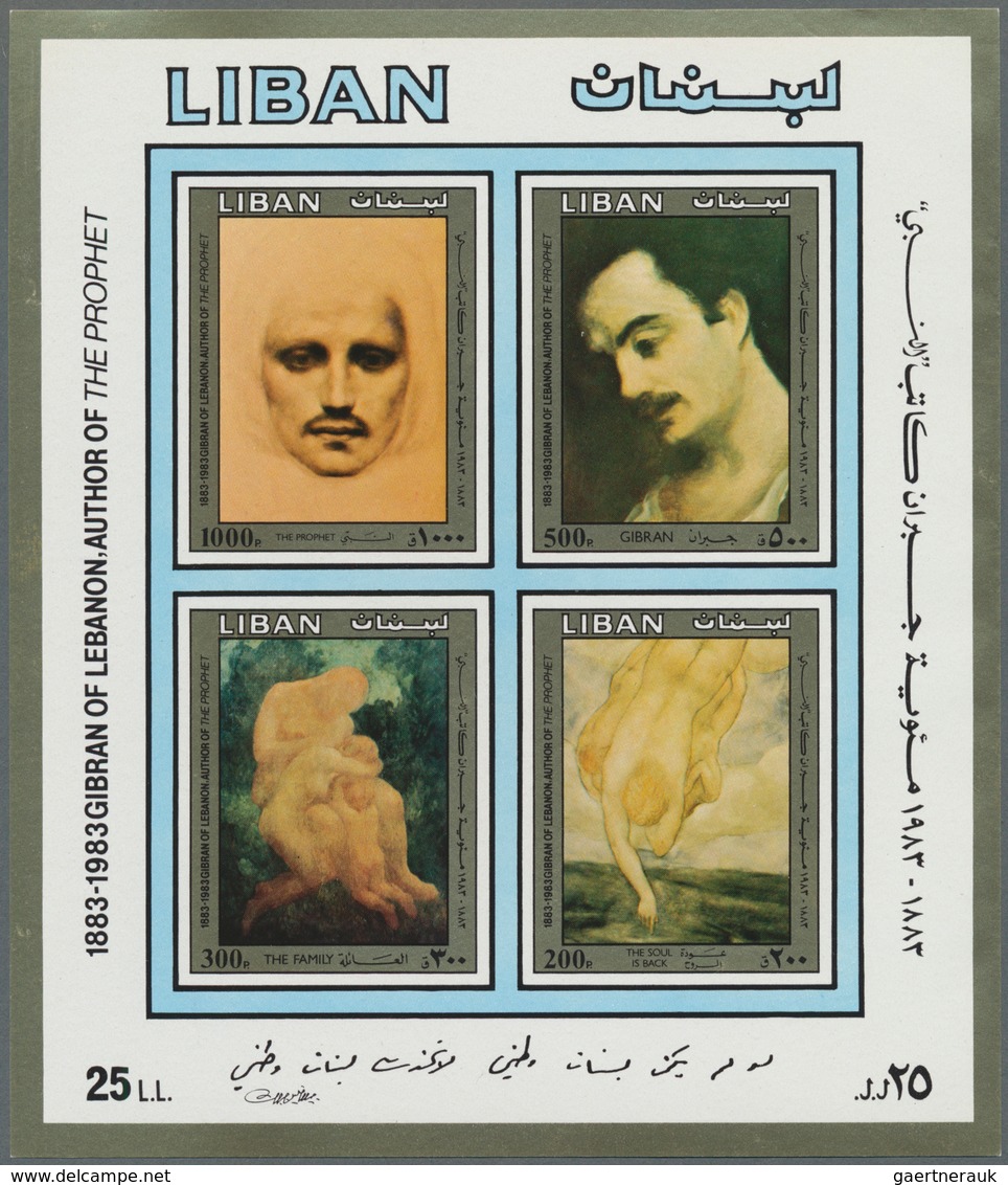 Libanon: 1983, 100th Birthday Of Gibran Kahlil (lebanese Author) Imperforate Miniature Sheet Showing - Libanon