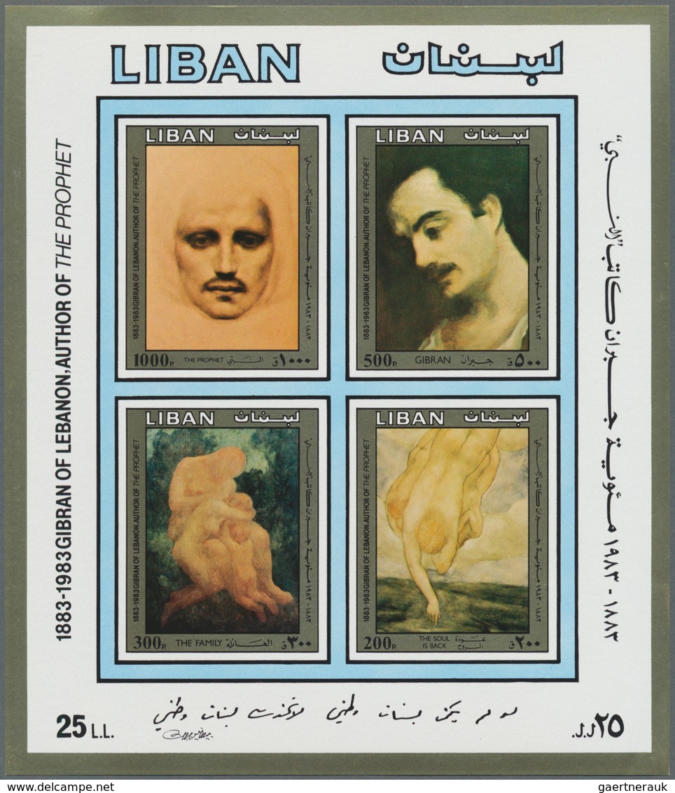 Libanon: 1983, 100th Birthday Of Gibran Kahlil (lebanese Author) Imperforate Miniature Sheet Showing - Lebanon