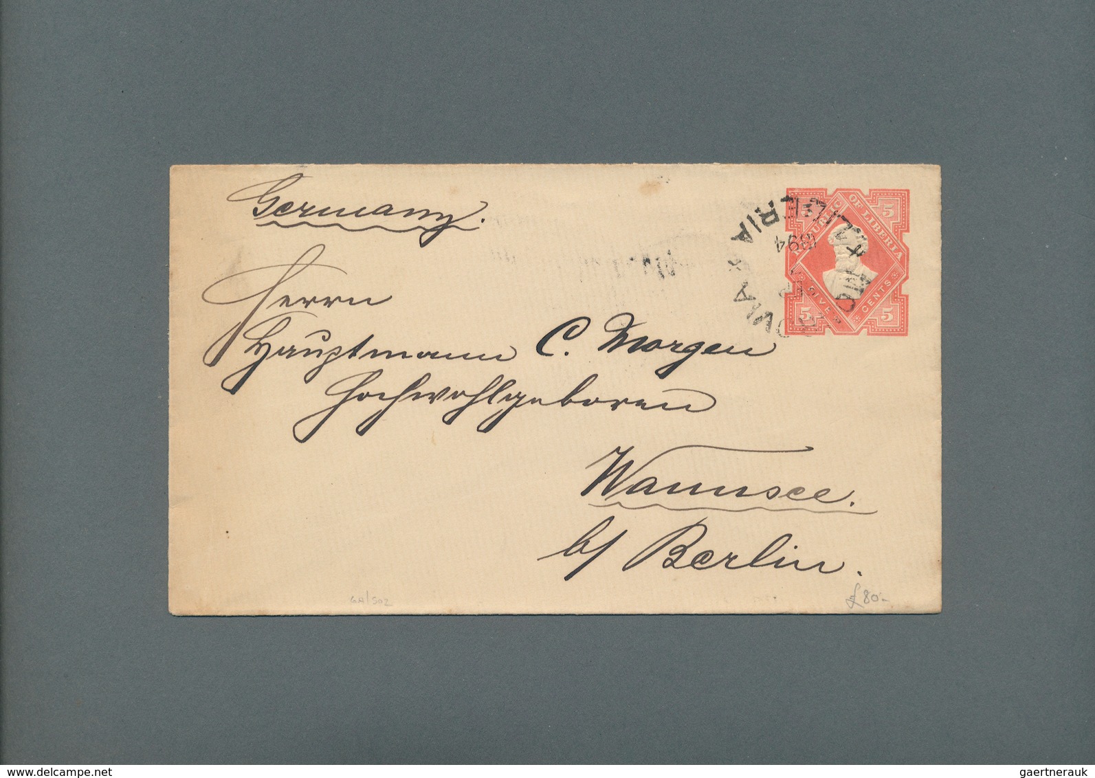 Liberia: 1894/1897, lot of 9 stationery envelopes and wrappers (8 used, 1 specimen), good condition.