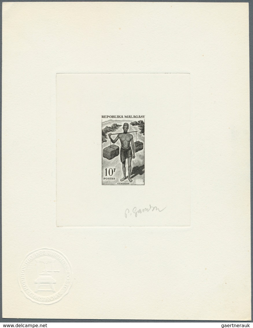 Madagaskar: 1963/1970 (approx). Collection Of 9 Different Epreuves D'artiste Signée Showing Various - Madagaskar (1960-...)