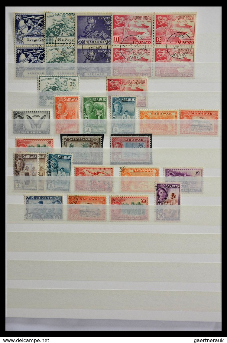 Malaiische Staaten: 1869-1960: Well filled, MNH, mint hinged and used collection Brunei, North Borne