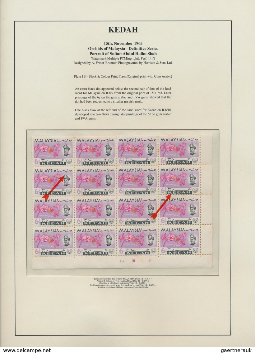 Malaiische Staaten - Kedah: 1965, Orchids, Chiefly U/m Specialised Collection Of Apprx. 1.660 Stamps - Kedah