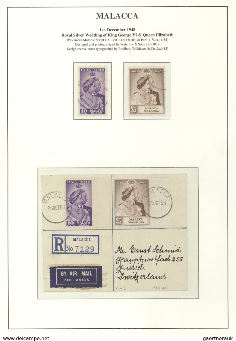 Malaiische Staaten - Malakka: 1948/1954, Unmounted Mint And Used Specialised Collection On Written U - Malacca