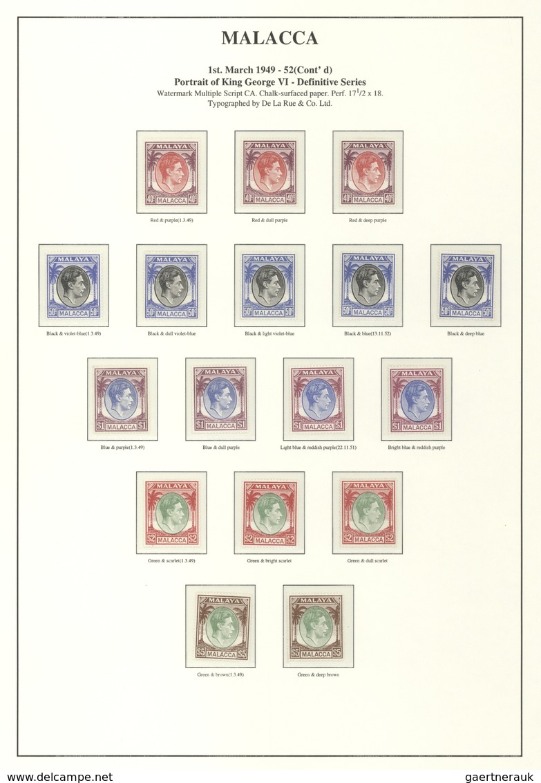 Malaiische Staaten - Malakka: 1948/1954, Unmounted Mint And Used Specialised Collection On Written U - Malacca