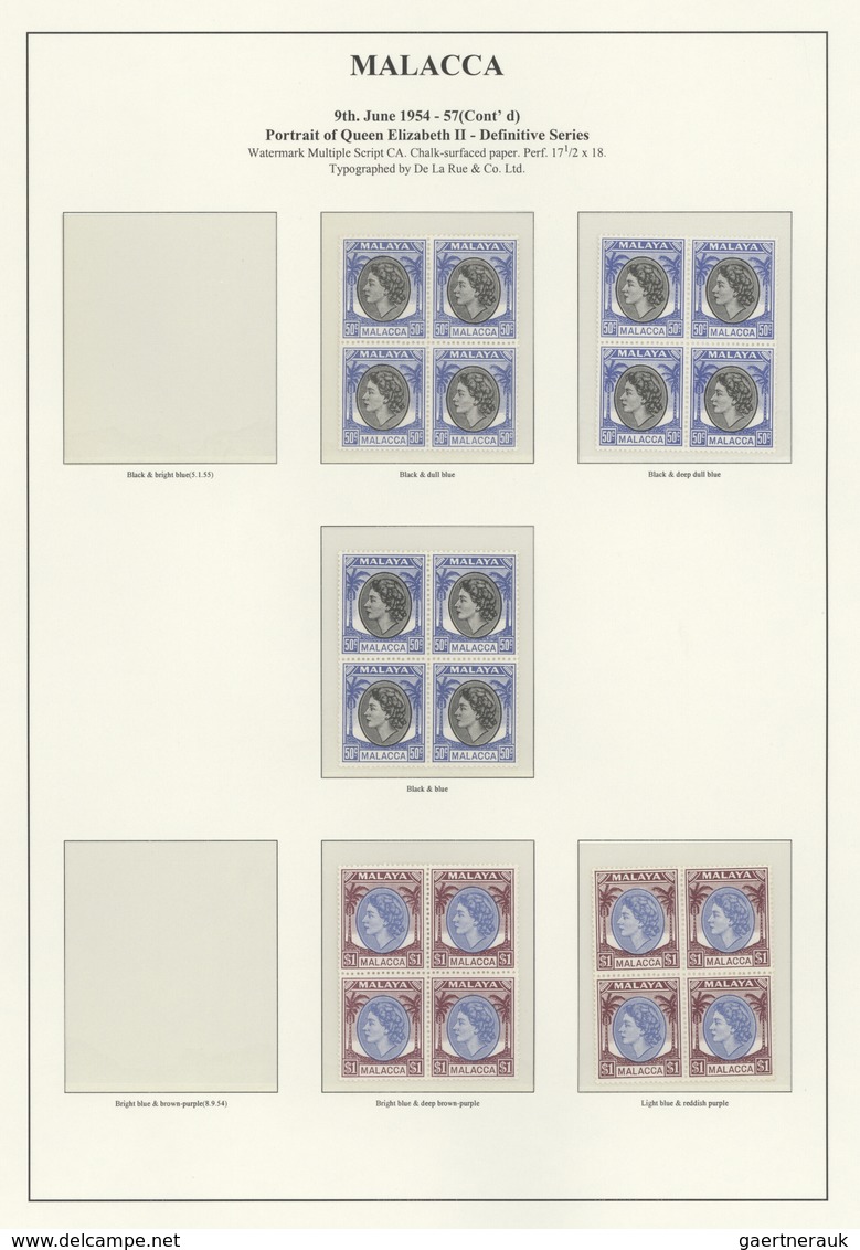 Malaiische Staaten - Malakka: 1954/1957, Definitives QEII 1c.-$5, Unmounted Mint Specialised Collect - Malacca