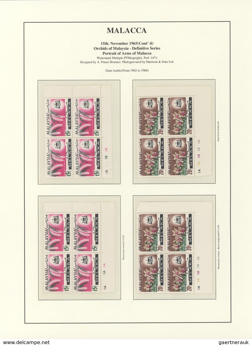 Malaiische Staaten - Malakka: 1965, Definitives "Orchids", Specialised Collection Of Apprx. 815 Stam - Malacca