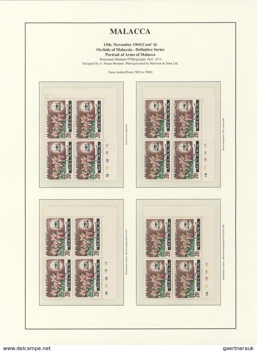Malaiische Staaten - Malakka: 1965, Definitives "Orchids", Specialised Collection Of Apprx. 815 Stam - Malacca