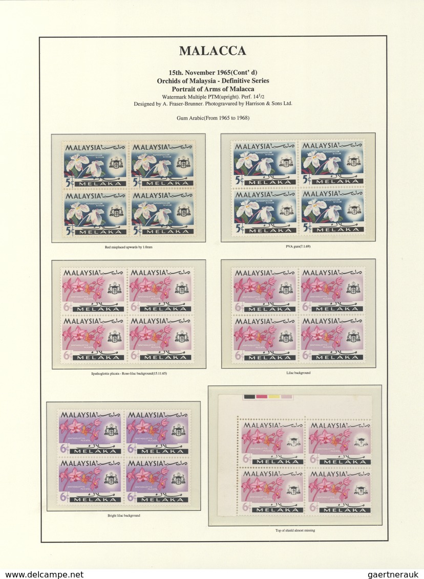 Malaiische Staaten - Malakka: 1965, Definitives "Orchids", Specialised Collection Of Apprx. 815 Stam - Malacca