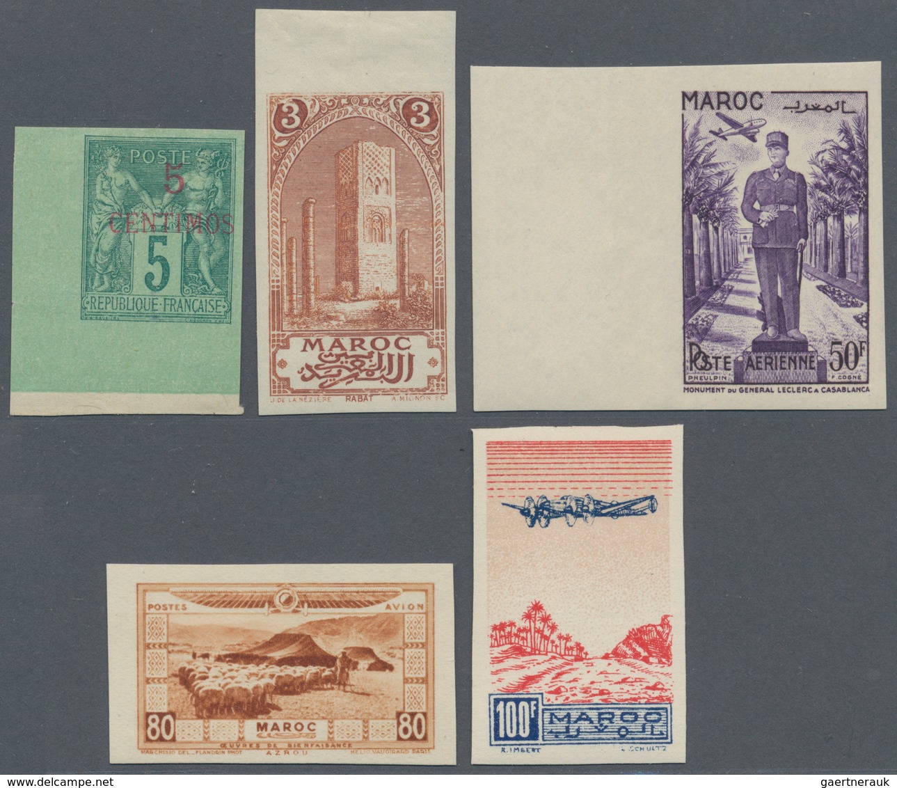 Marokko: 1891/1952, Mint Collection Of 25 Different IMPERFORATE Stamps. - Ungebraucht