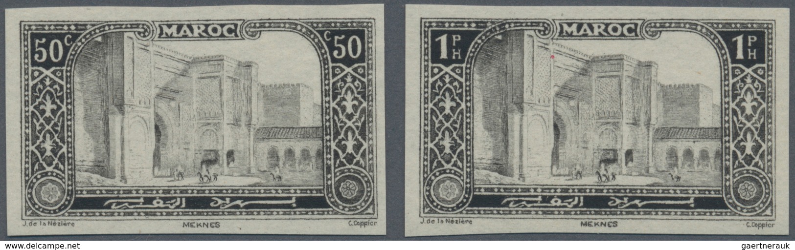 Marokko: 1917, 50c. And 1fr. "Porte Barb-el-Mansour", Specialised Assortment Of 22 Values (21 Of 50c - Ungebraucht