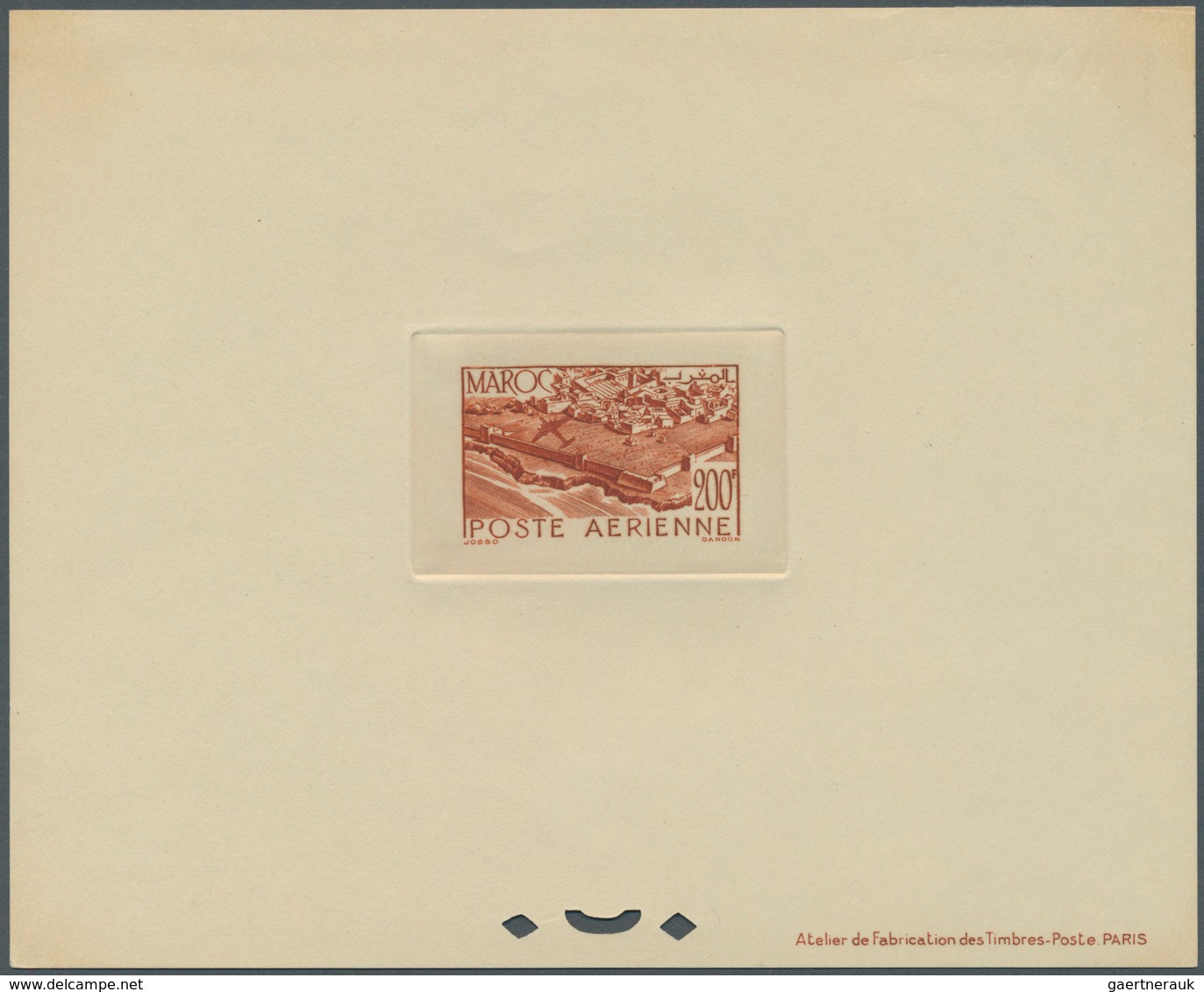 Marokko: 1945/1947, Airmails, 50fr. And 9fr. To 200fr., Six Values As Epreuve De Luxe. Maury PA57, P - Unused Stamps