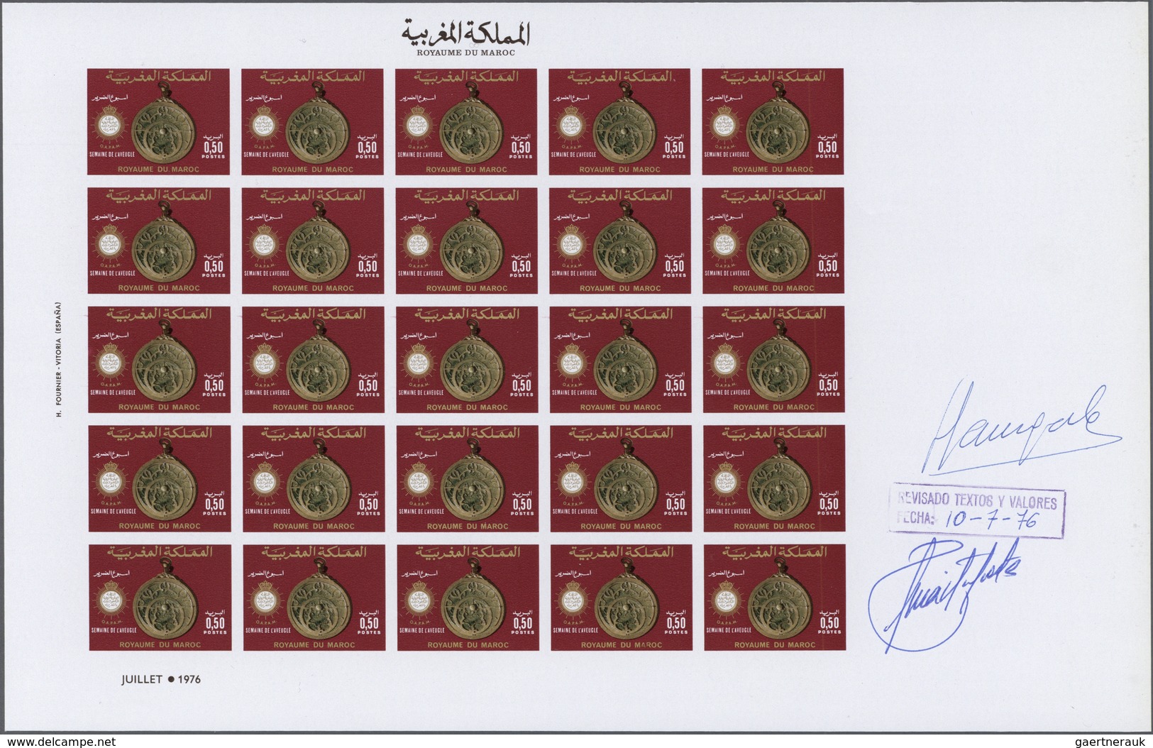 Marokko: 1974/1978, U/m Assortment Including Red Cross Of Eleven UNCUT IMPERFORATE Sheets With Penci - Ungebraucht