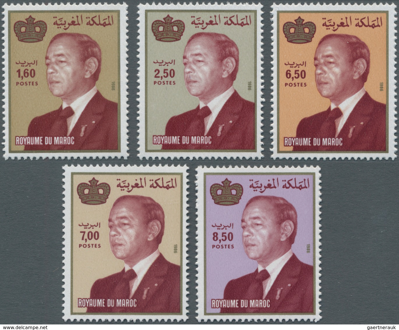 Marokko: 1987, King Hassan II. Definitives Complete Set Of Five In A Lot With About 600 Sets Mostly - Ungebraucht