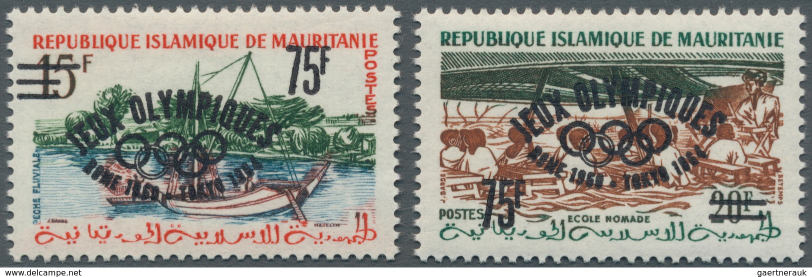 Mauretanien: 1962, Summer Olympics Rome Definitives With Prepared But UNISSUED SMALL Opt. ‚JEUX OLYM - Mauretanien (1960-...)