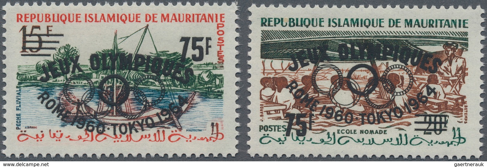 Mauretanien: 1962, Summer Olympics Rome Definitives With Prepared But UNISSUED LARGE Opt. ‚JEUX OLYM - Mauretanien (1960-...)