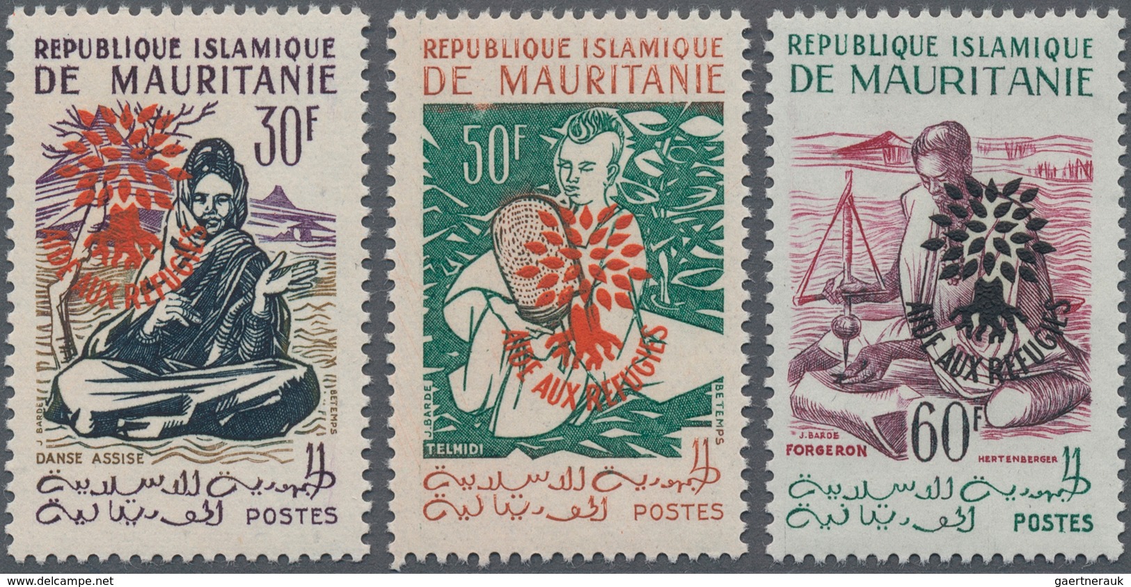 Mauretanien: 1962, World Refugee Year Definitives With Prepared But UNISSUED Opt. ‚AIDE AUX REFUGIES - Mauretanien (1960-...)