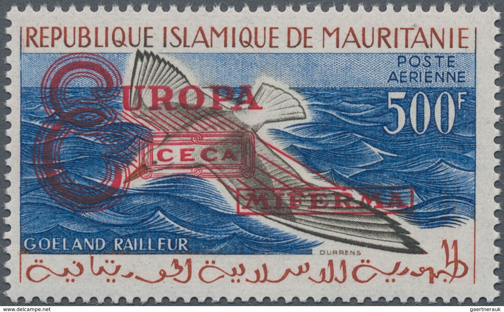 Mauretanien: 1962, Bird Definitive 500fr. With Prepared But UNISSUED Red Opt. ‚EUROPA / CECA / MIFER - Mauritanië (1960-...)