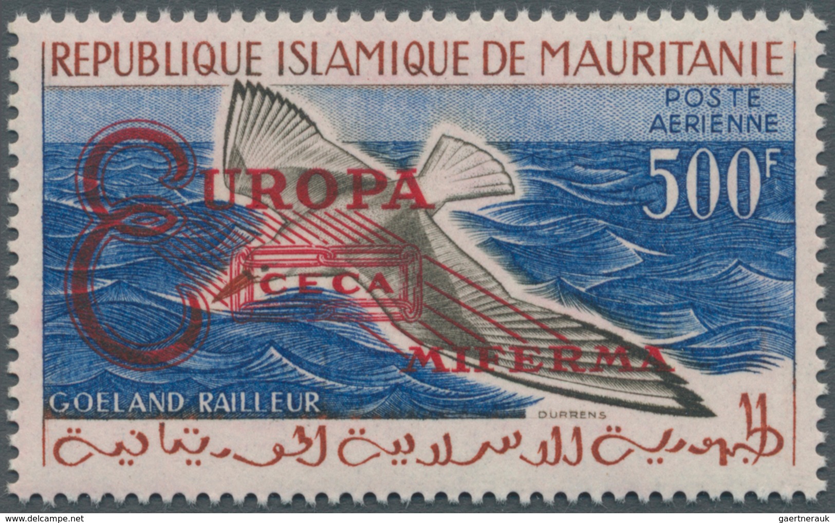 Mauretanien: 1962, Bird Definitive 500fr. With Prepared But UNISSUED Red Opt. ‚EUROPA / CECA / MIFER - Mauretanien (1960-...)