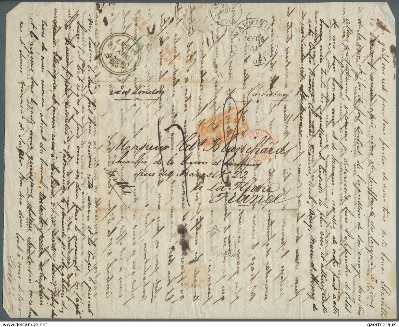 Mauritius: 1844/57 (ca.) A scarce correspondance with ca. 32 stampless entire letters from a sender,