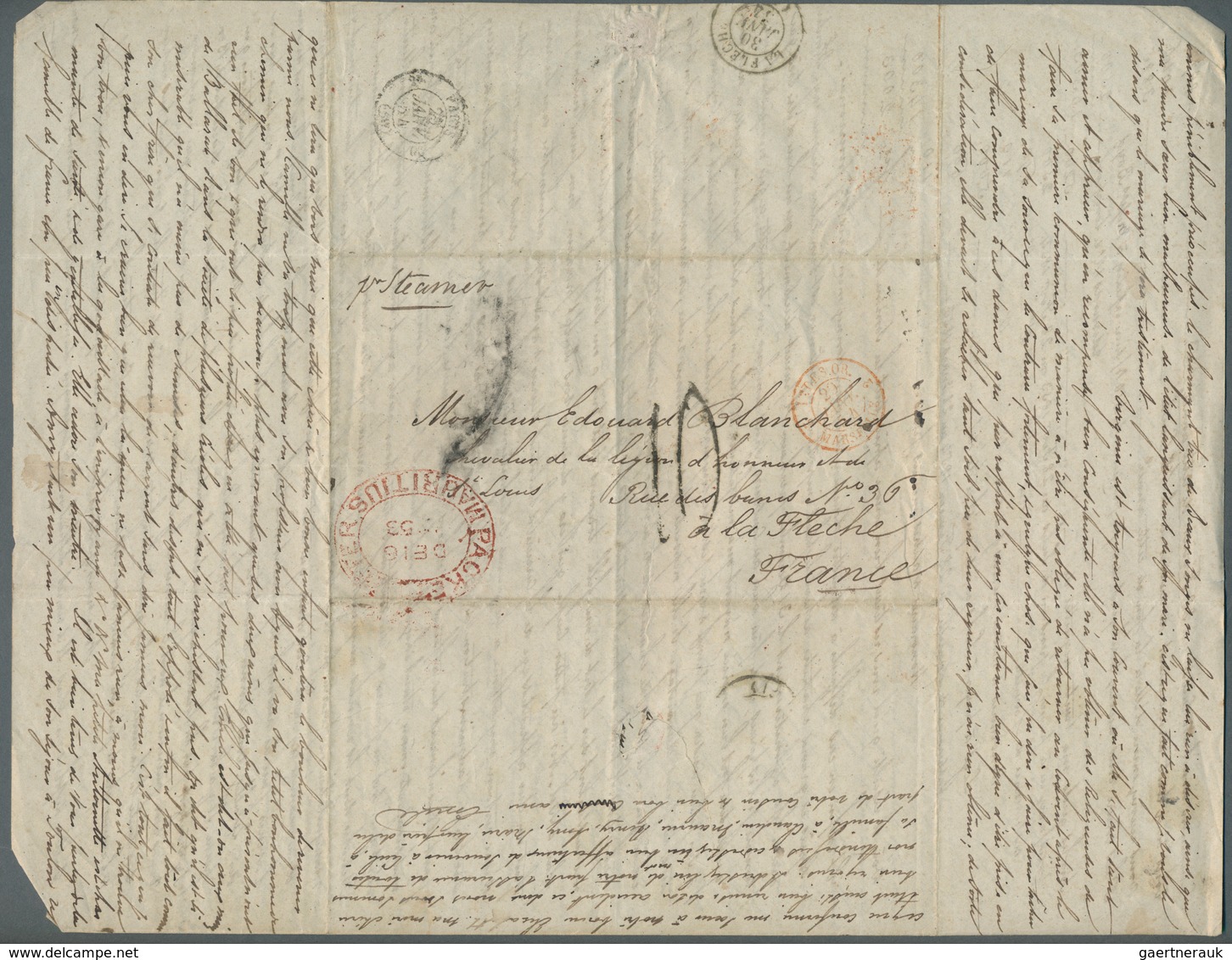 Mauritius: 1844/57 (ca.) A scarce correspondance with ca. 32 stampless entire letters from a sender,