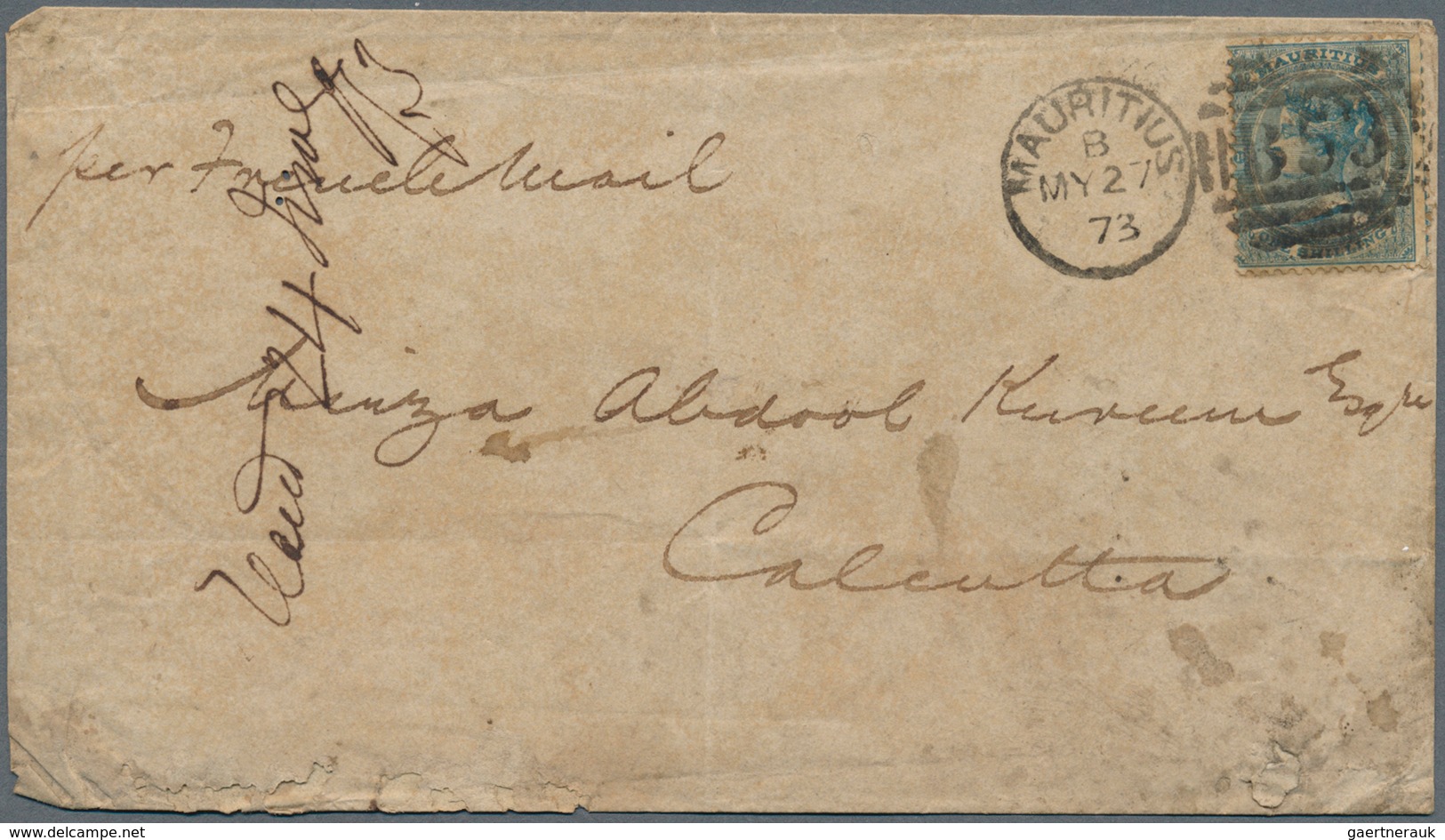 Mauritius: 1860/1873, 19 Letters And Large Letter Parts To And From Mauritius, Most Of Them With Exp - Mauritius (...-1967)