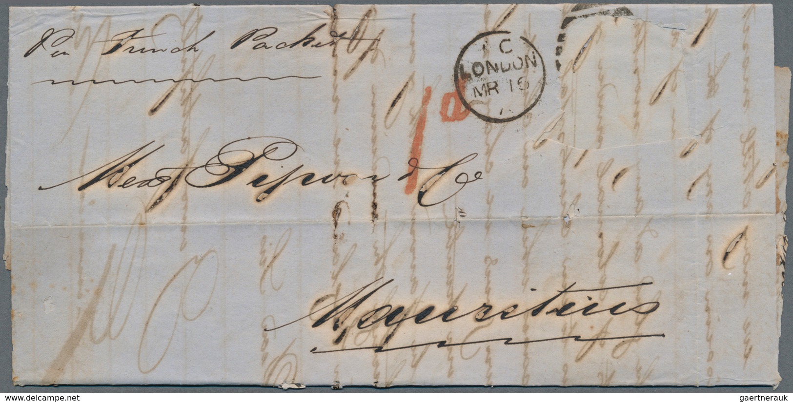 Mauritius: 1860/1873, 19 Letters And Large Letter Parts To And From Mauritius, Most Of Them With Exp - Mauritius (...-1967)