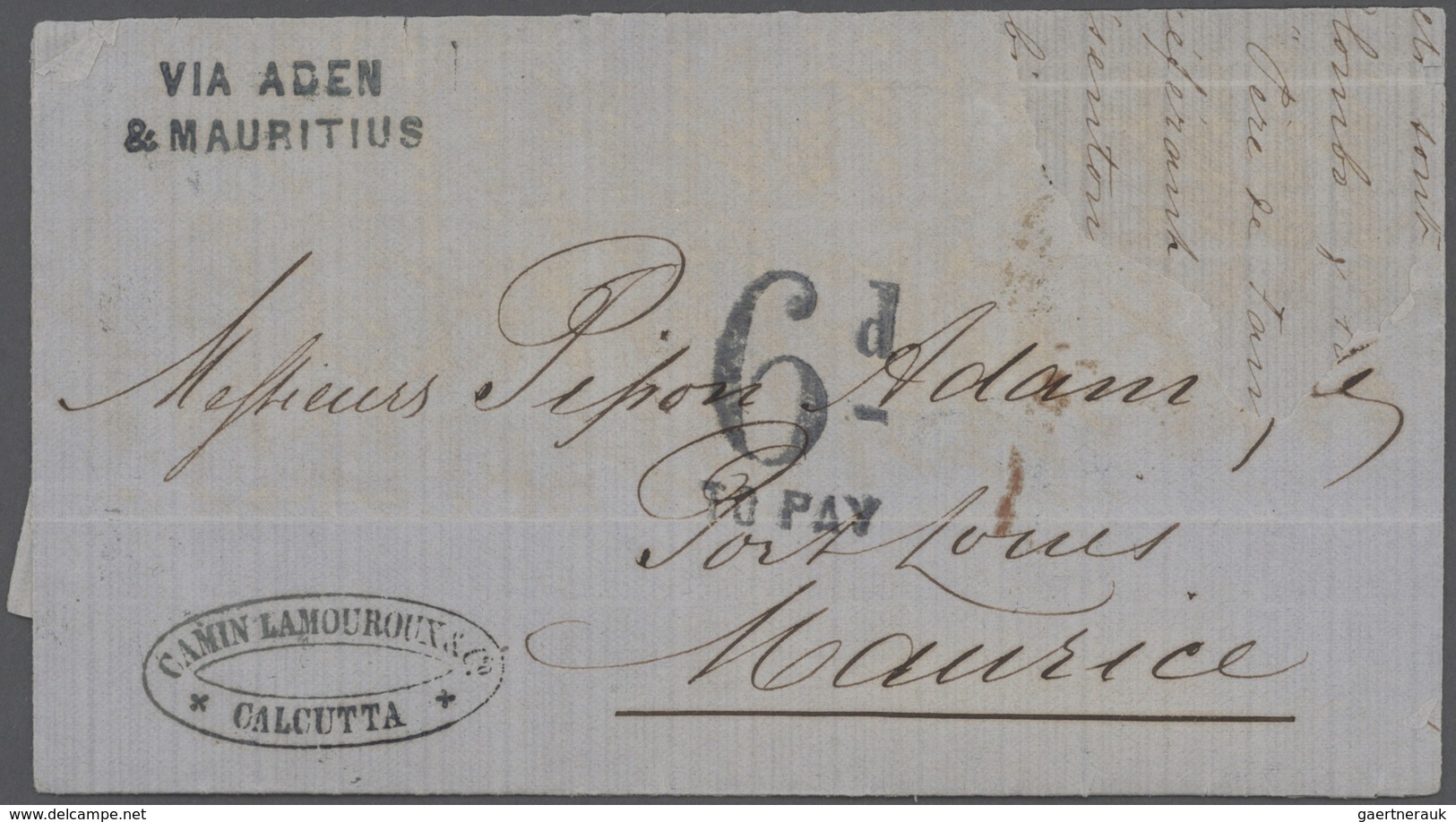 Mauritius: 1860/1873, 19 letters and large letter parts to and from Mauritius, most of them with exp