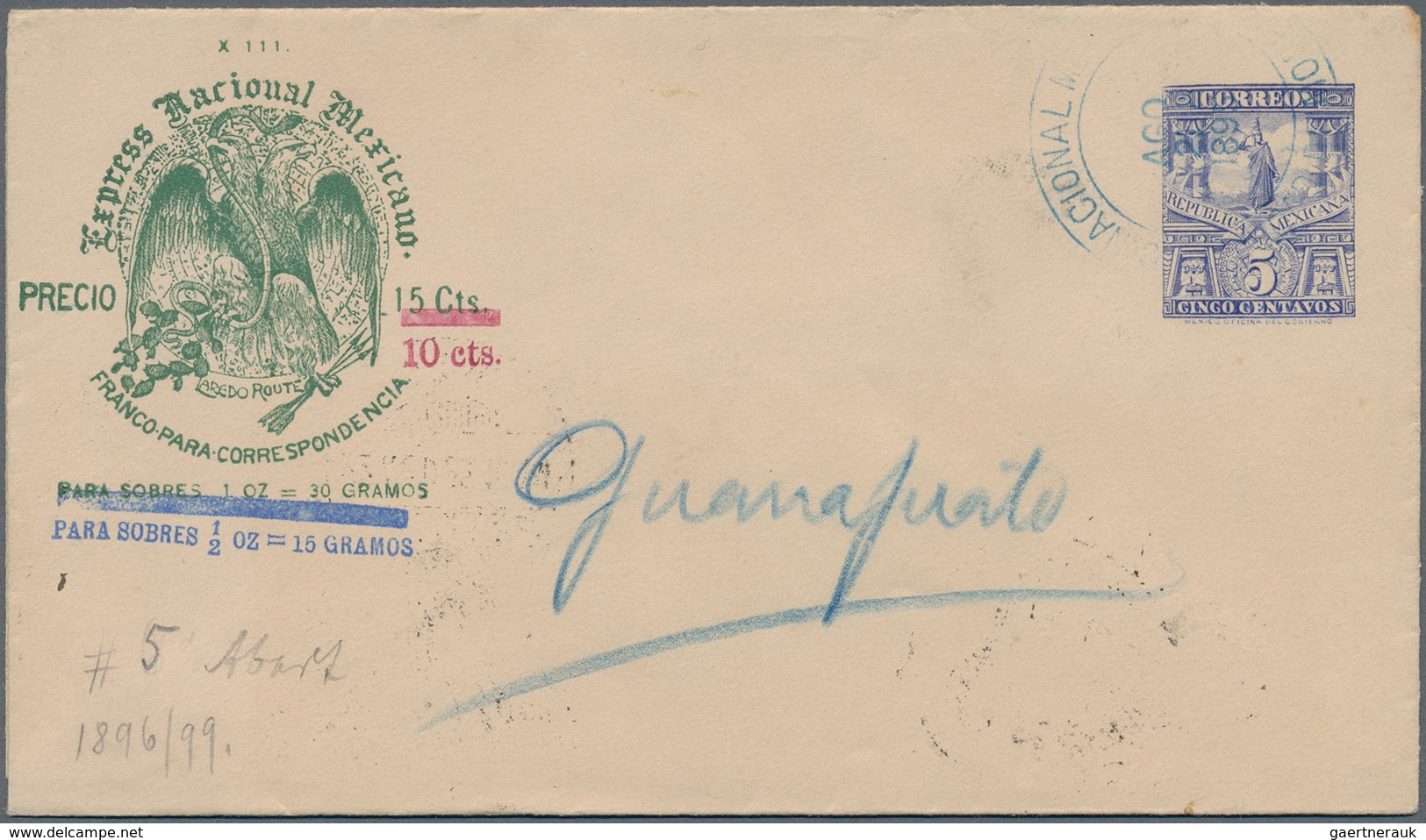 Mexiko: 1892-1897 Four Different EXPRESS Postal Stationery Envelopes, Plus A P/s Card Used 1908, Wit - Mexiko