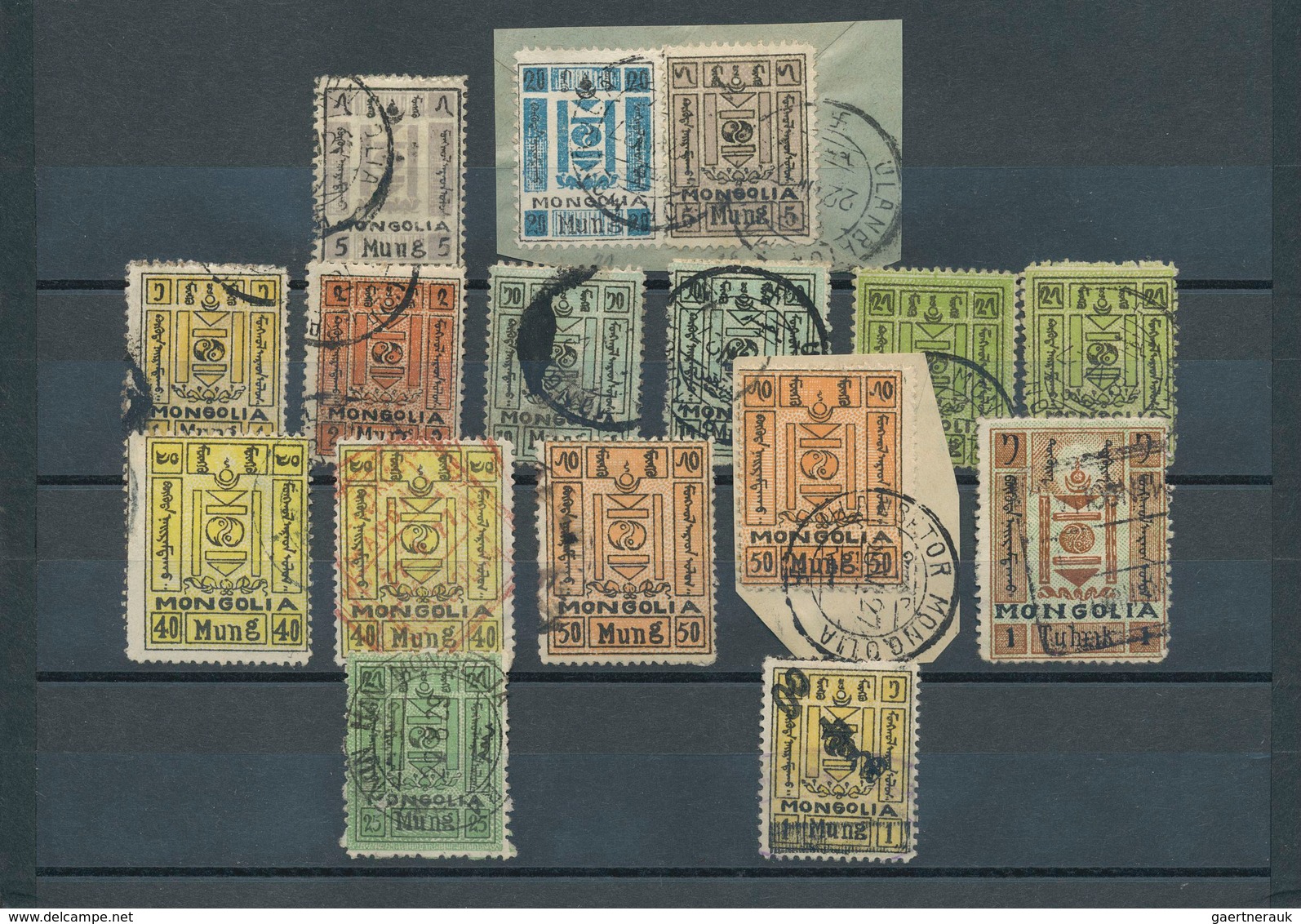 Mongolei: 1924-32, Collection Of 64 Stamps, Mint And Used, From First Issue (up To $1) To The First - Mongolia