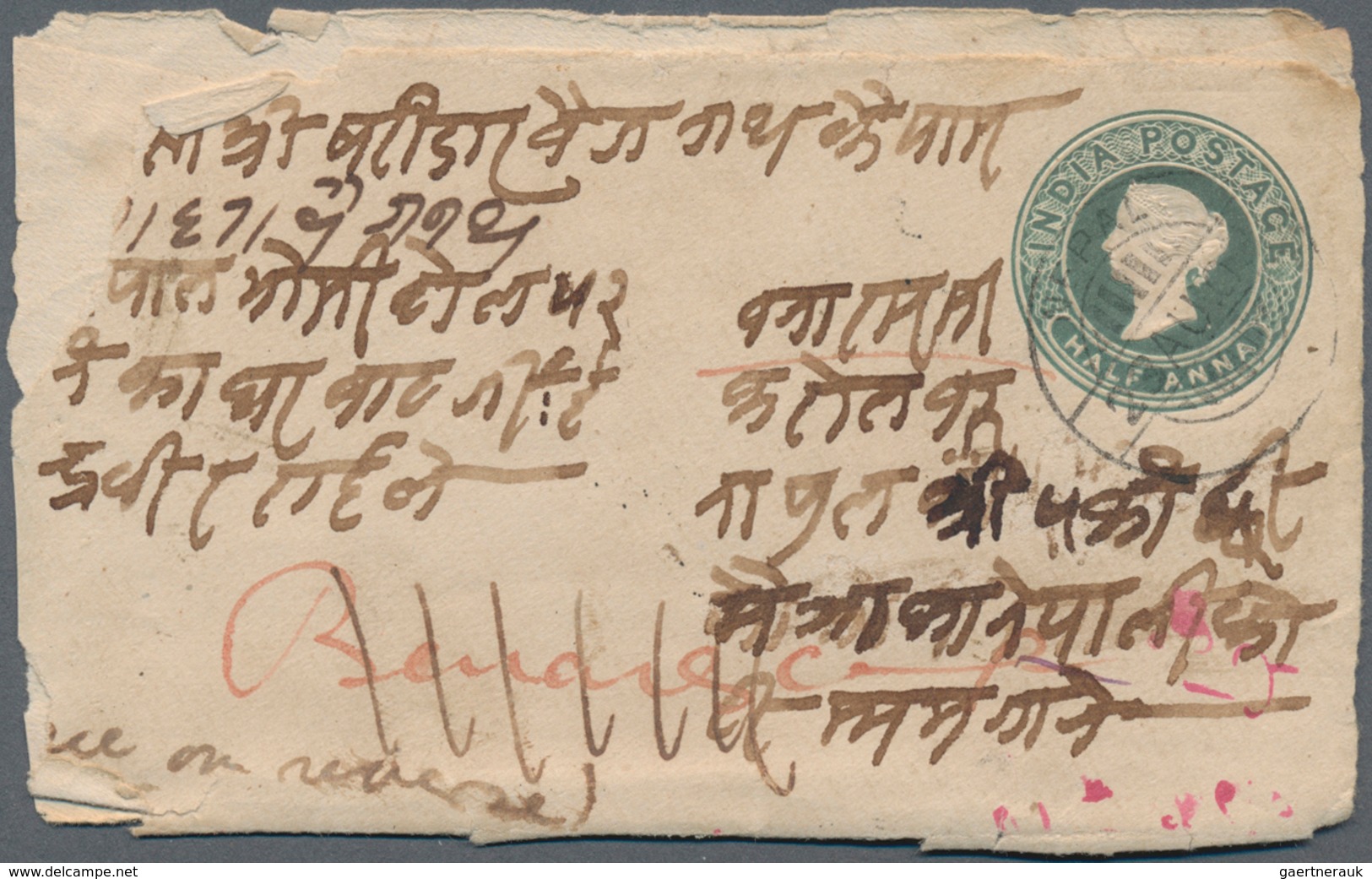 Nepal: 1903/80 (ca.), About 144 Covers (inc. Official Franks)/stationery/fiscal Documents/stampless, - Nepal