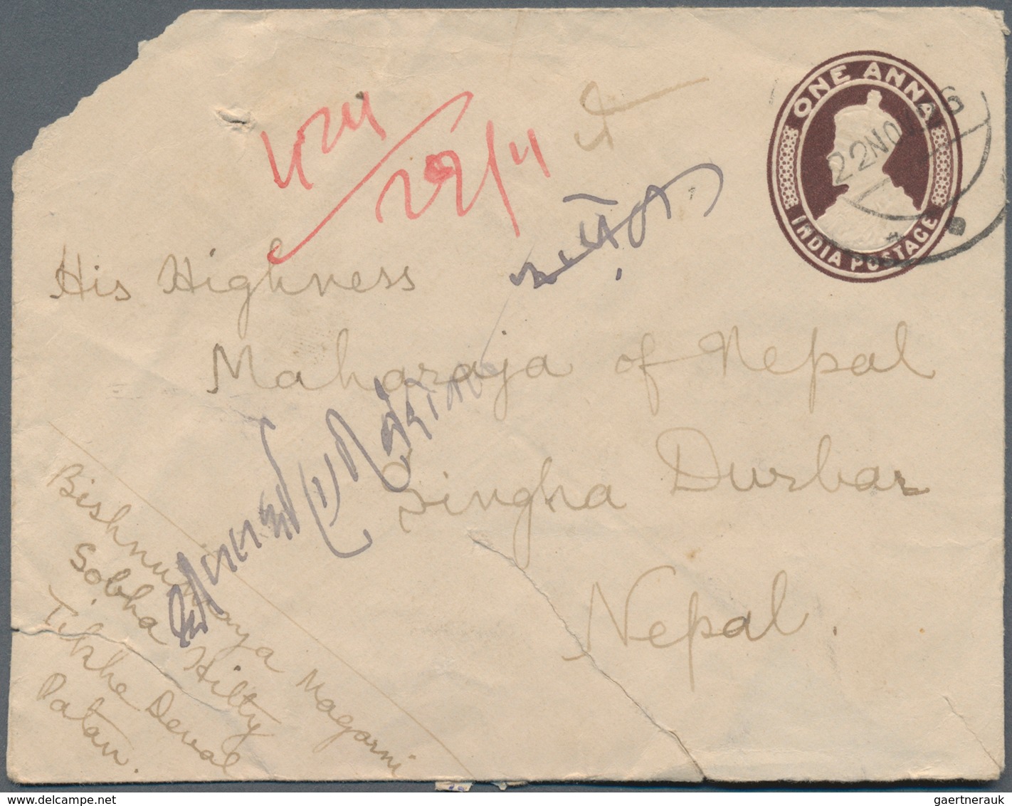 Nepal: 1903/80 (ca.), About 144 Covers (inc. Official Franks)/stationery/fiscal Documents/stampless, - Nepal