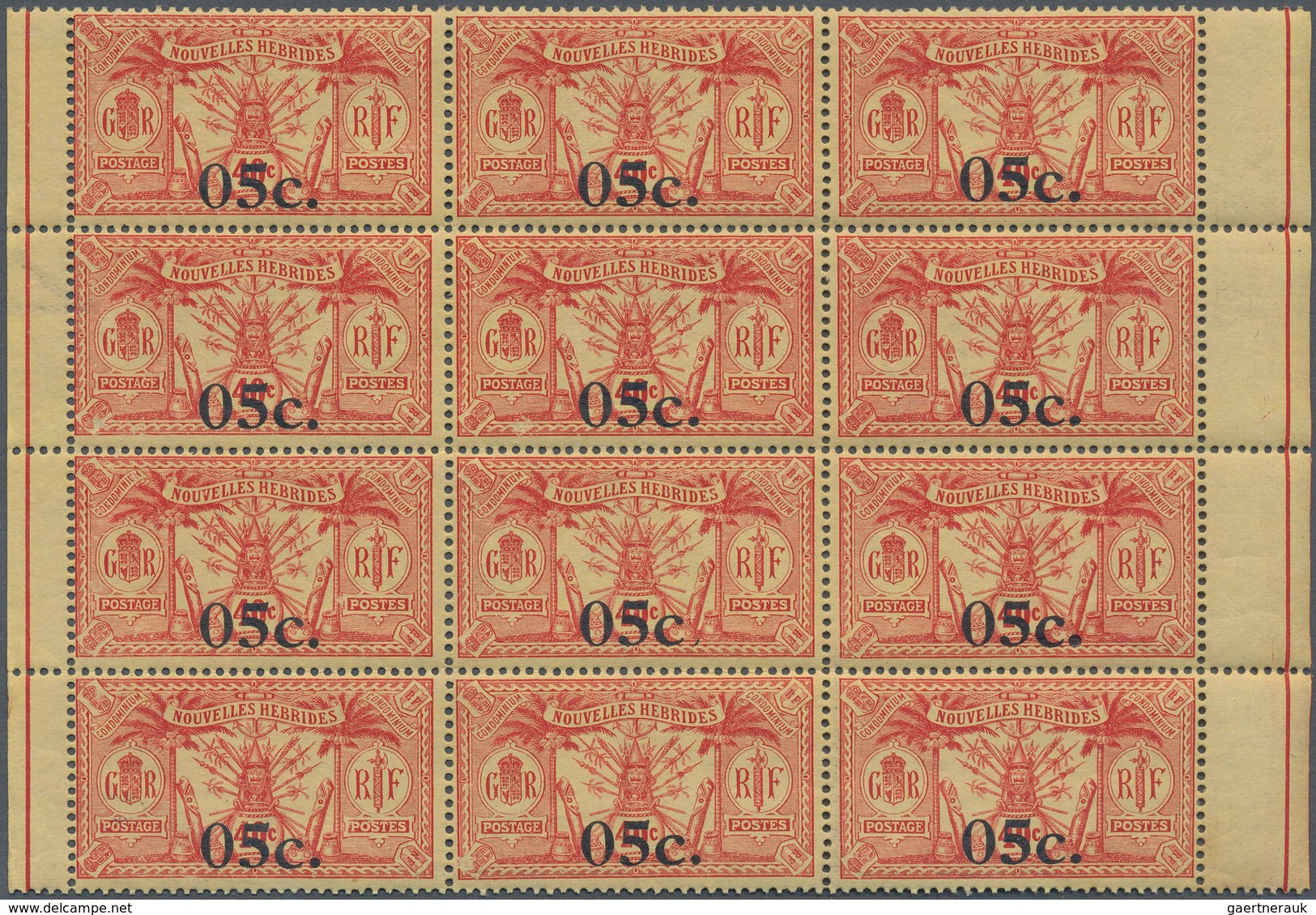 Neue Hebriden: 1920, French Definitive 40c. Red On Orange Surcharged ‚05c.‘ In A Lot With About 140 - Sonstige & Ohne Zuordnung